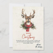 トナカイ赤いスカーフと松のカスタムクリスマス シーズンカード (正面)