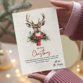 トナカイ赤いスカーフと松のカスタムクリスマス シーズンカード