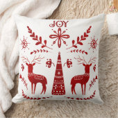 トナカイ赤と白クリスマス北欧の水色 クッション (ブランケット)