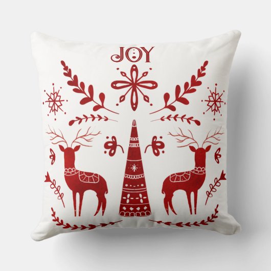 トナカイ赤と白クリスマス北欧の水色 クッション (裏面)