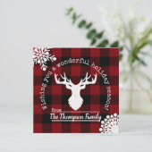 トナカイ赤と黒バッファローの格子模様のクリスマス シーズンカード (スタンド正面)