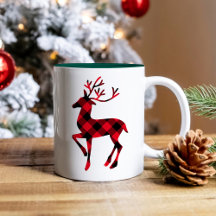 トナカイ赤と黒バッファローの格子模様のクリスマス
