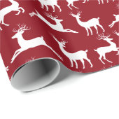 トナカイ赤白クリスマスラッピング紙 ラッピングペーパー (ロールコーナー)