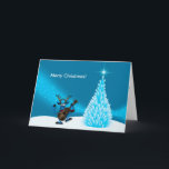 トナカイ踊りギターメリークリスマスツリーブルー シーズンカード<br><div class="desc">ギターを持つかわいいトナカイ踊り。メリークリスマスツリーブルー</div>