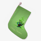 トナカイ踊りギターメリークリスマスツリー スモールクリスマスストッキング (正面 (吊り時))