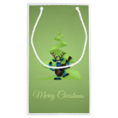 トナカイ踊りギターメリークリスマスツリー スモールペーパーバッグ (裏面)