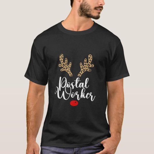 トナカイ郵便労働者レッドノーズおもしろいクリスマスギ Tシャツ (正面)