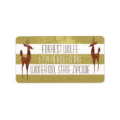 トナカイ金ゴールドと白ストライプのエレガント冬 ラベル (正面)