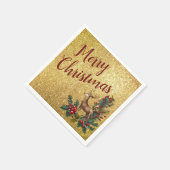 トナカイ金ゴールドグリッターカクテルペーパーナプキン スタンダードカクテルナプキン (角)