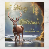 トナカイ金ゴールドスターズクリスマス ワインラベル (シングルラベル)