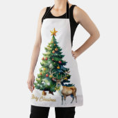 トナカイ金ゴールドバウブルズメリークリスマス エプロン (インサイチュ)