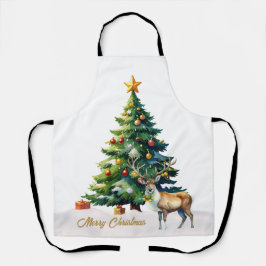 トナカイ金ゴールドバウブルズメリークリスマス エプロン
