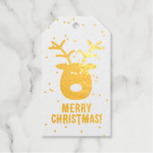 トナカイ金ゴールドフォイルRudolphクリスマスギフトタグ ギフトタグ (正面)