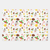 トナカイ雪だるまキャンディスターズクリスマス ラッピングペーパーシート (正面2)