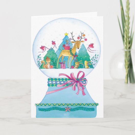 トナカイ雪のグローブクリスマスカスタマイズ可能カード シーズンカード (正面)