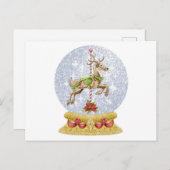 トナカイ雪の球体 ポストカード (正面/裏面)