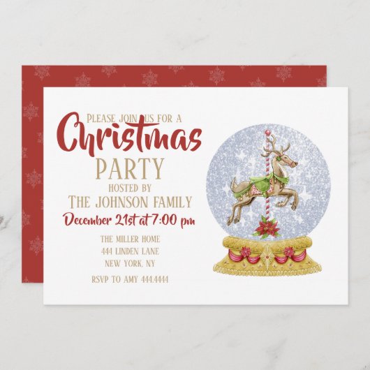 トナカイ雪の球体 招待状 (正面/裏面)