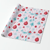 トナカイ雪フレークオーナメントホワイトクリスマス ラッピングペーパー (アンロールド)