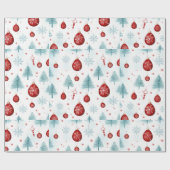 トナカイ雪フレークオーナメントホワイトクリスマス ラッピングペーパー (フラット)