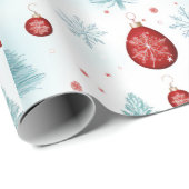 トナカイ雪フレークオーナメントホワイトクリスマス ラッピングペーパー (ロールコーナー)