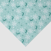 トナカイ雪片ティール(緑がかった色)クリスマスパターン 薄葉紙 (詳細)