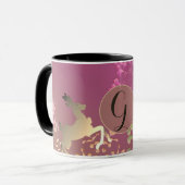 トナカイ雪片パープルグラデーションマグカップ マグカップ (正面左)