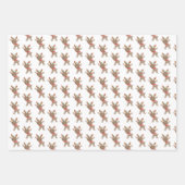 トナカイ雪片ホリーベリークリスマス ラッピングペーパーシート (正面)