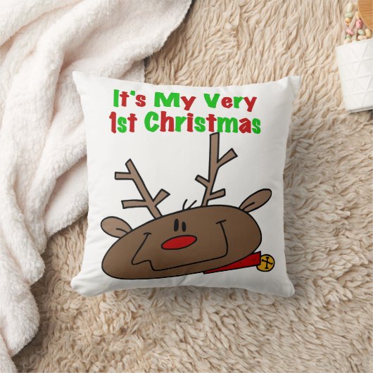 トナカイ非常に1番目のクリスマス クッション (ブランケット)