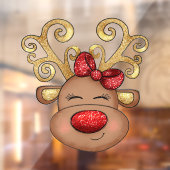 トナカイ顔クリスマスショップウィンドウアート ウィンドウサイン (シート2)