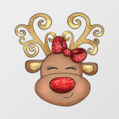 トナカイ顔クリスマスショップウィンドウアート ウィンドウサイン (シート)