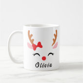トナカイ顔マグ | カスタムトナカイのクリスマス コーヒーマグカップ (左)
