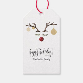 トナカイ顔付きハッピーホリデーズギフトカード ギフトタグ