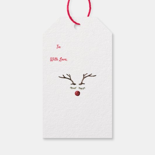 トナカイ顔付きハッピーホリデーズギフトカード ギフトタグ (裏面)