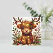 トナカイ風ハイランド牛のホリデーライト シーズンカード (スタンド正面)