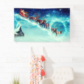 トナカイ飛んでいるのサンタクロース 横断幕 (インサイチュ)