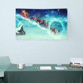 トナカイ飛んでいるのサンタクロース 横断幕 (トレードショー)