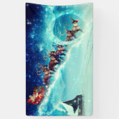 トナカイ飛んでいるのサンタクロース 横断幕 (縦)