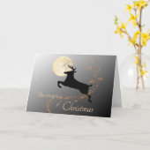 トナカイ飛んでいるの魔法のクリスマスカード カード (黄色い花)