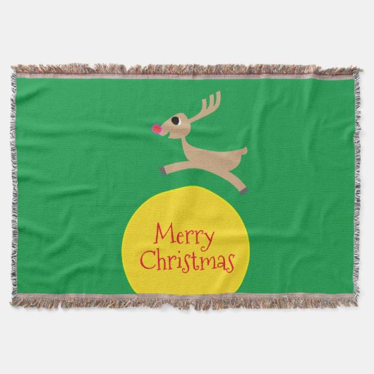 トナカイ飛んでいるア スローブランケット (正面)