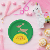 トナカイ飛んでいるア ペーパープレート (パーティー)