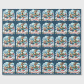 トナカイ飛んでいるー飛行機ラッピング紙 ラッピングペーパー (フラット)