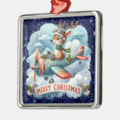 トナカイ飛んでいる飛行機オーナメント メタルオーナメント (左)