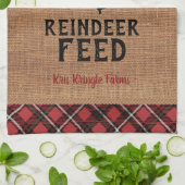 🦌トナカイ食べ物を与えファームキッチンタオル キッチンタオル (折り畳み)