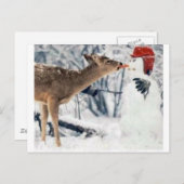 トナカイ食べ物雪だるま ポストカード (正面/裏面)