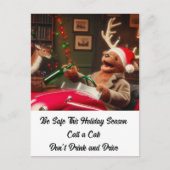 トナカイ飲は飲み物も運転もしない ポストカード (正面)