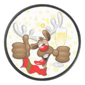 トナカイ飲スおもしろいクリスキャラクター アイスホッケーパック (正面)