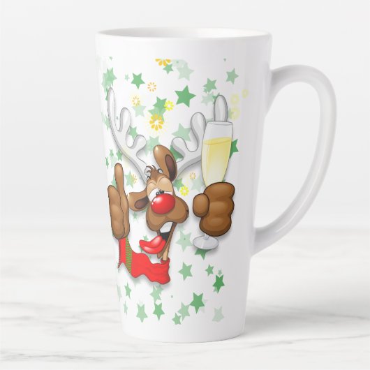 トナカイ飲スおもしろいクリスキャラクター カフェラテマグ (右)