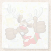 トナカイ飲スおもしろいクリスキャラクター ガラスコースター (裏面)