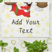 トナカイ飲スおもしろいクリスキャラクター キッチンタオル (折り畳み)