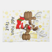 トナカイ飲スおもしろいクリスキャラクター キッチンタオル (横)